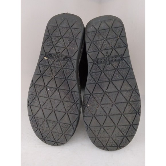 Minnetonka Black Gray Suede Sheepskin Fur Lined Boots 86510 Womens Size 8 - Picture 10 of 10